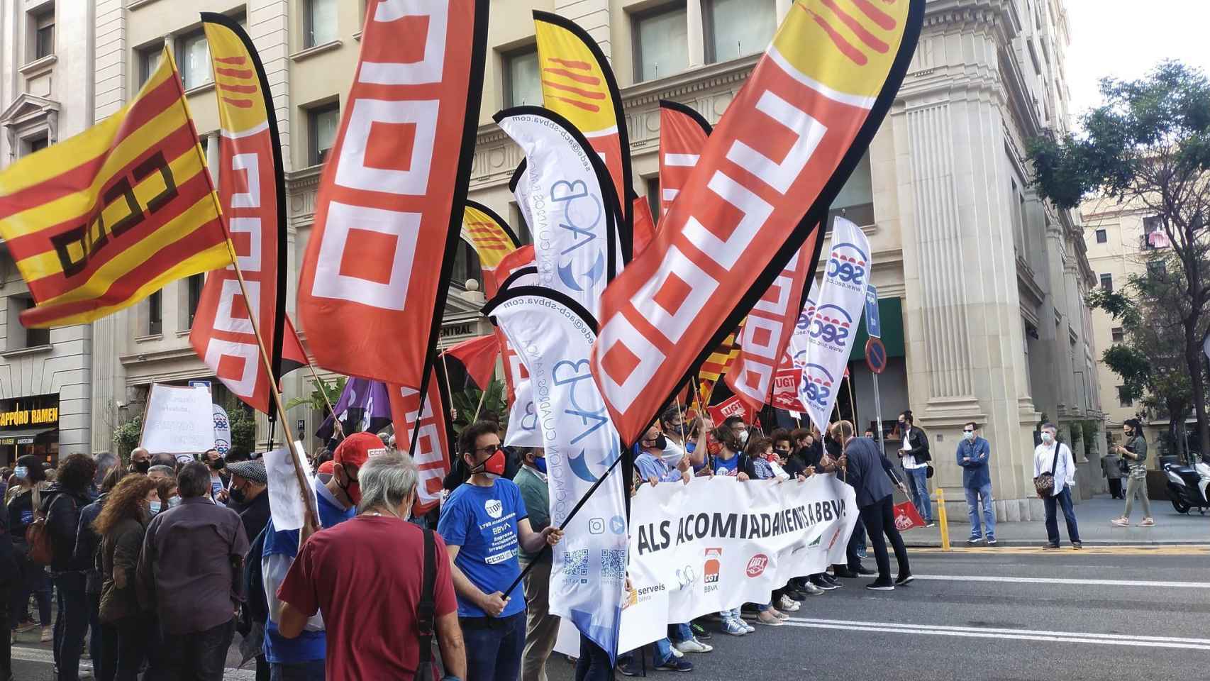 Manifestación contra el ERE de BBVA este lunes en Barcelona / CCOO