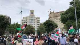 Palestinos y partidarios de Palestina este domingo en Barcelona / TWITTER