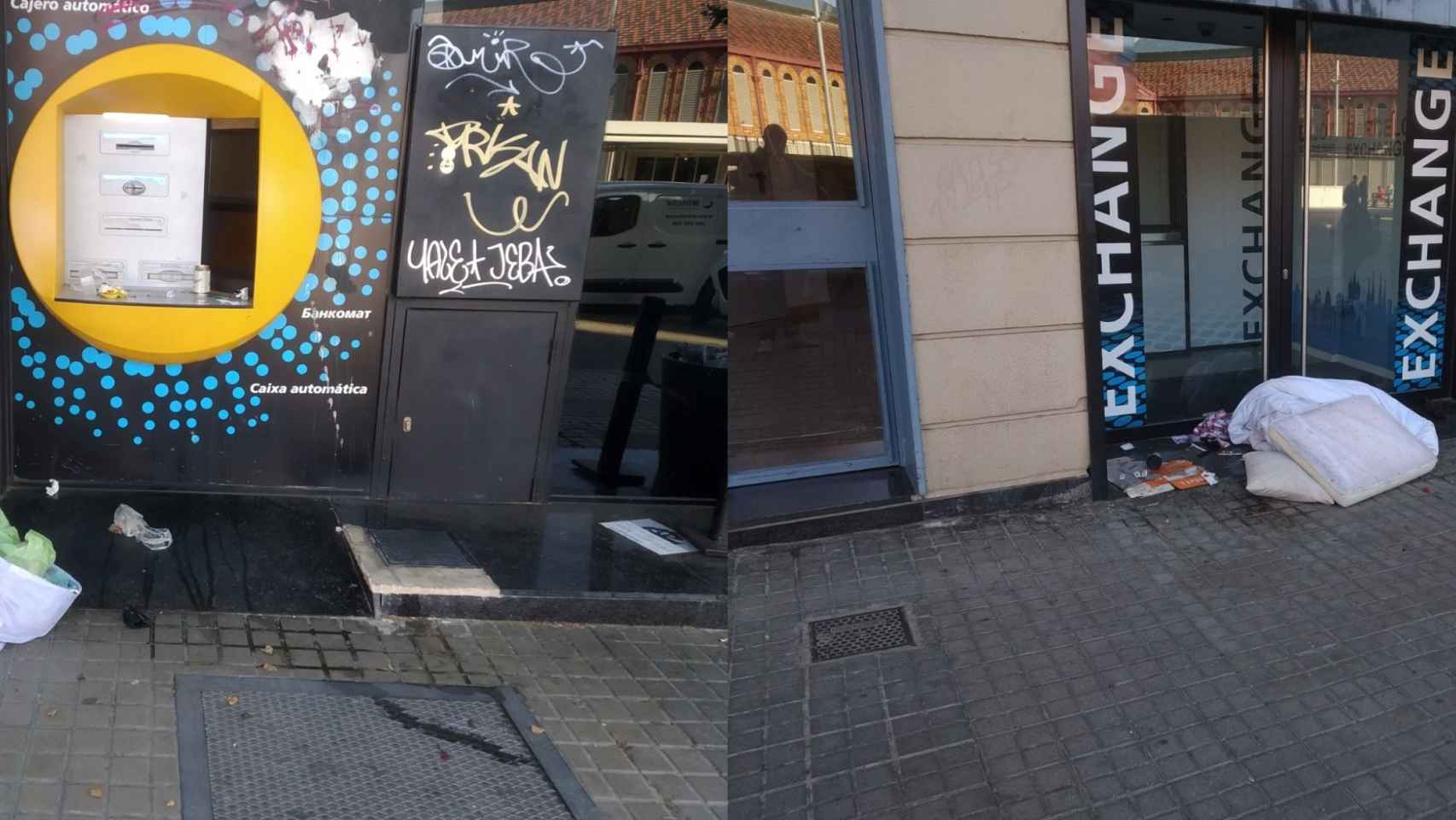 Suciedad en una entidad bancaria del barrio de Sant Antoni / METRÓPOLI - JORDI SUBIRANA