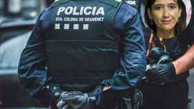 Núria Parlon en un fotomontaje con un policía local de Santa Coloma de Gramenet / METRÓPOLI