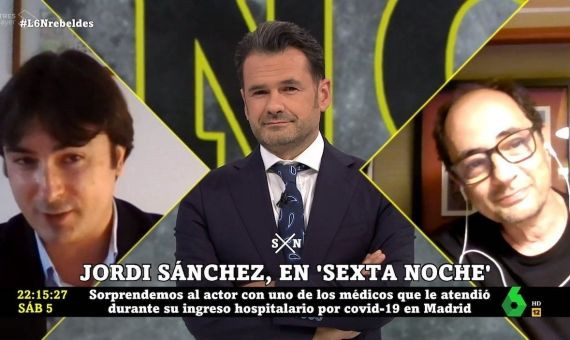 Felipe Villar, Iñaki López y Jordi Sànchez durante la sorpresa en directo / LA SEXTA NOCHE