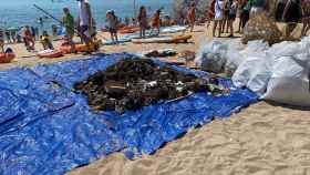 Basura recogida en las playas de Badalona este sábado / TOT BADALONA