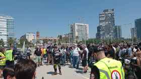 Motoristas concentrados en Barcelona antes de la marcha lenta / DEFENSA DE LOS MOTOCICLISTAS