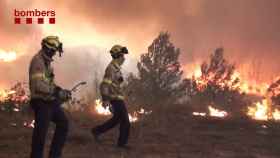 Dos bomberos del GRAF en un incendio forestal / BOMBERS DE LA GENERALITAT