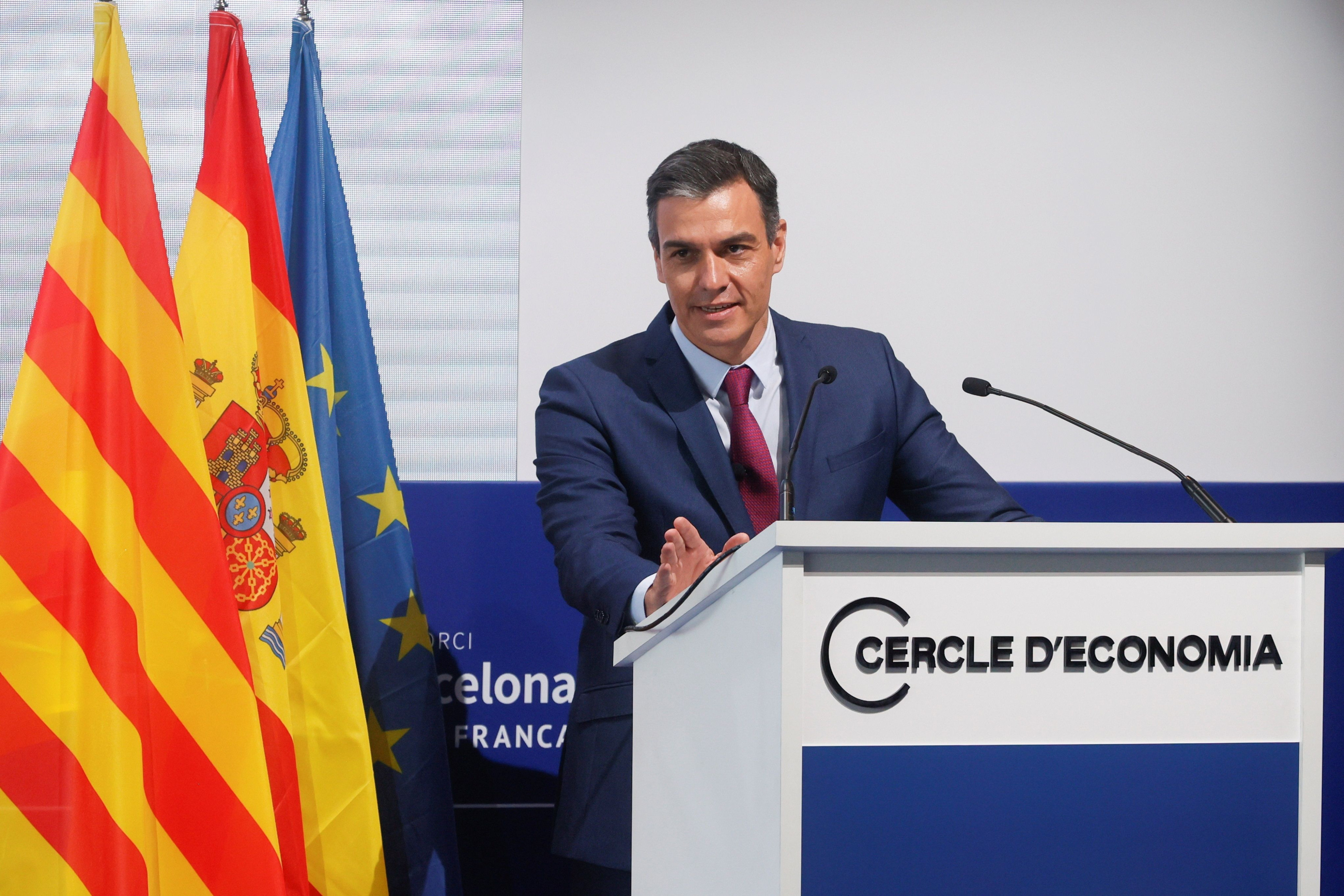 El presidente del Gobierno, Pedro Sánchez, al inicio de su intervención en la clausura del Cercle d'Economia / EFE - QUIQUE GARCÍA 