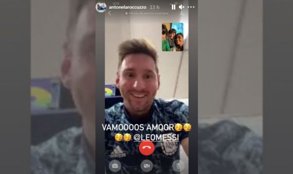 Videollamada entre Messi y Roccuzzo