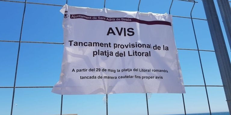 La playa del Litoral de Sant Adrià, cerrada / TWITTER AIRENET