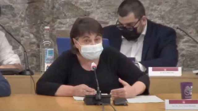 La concejal de Horta-Guinardó, Rosa Alarcón, interviene durante el pleno extraordinario de distrito / AJ BCN