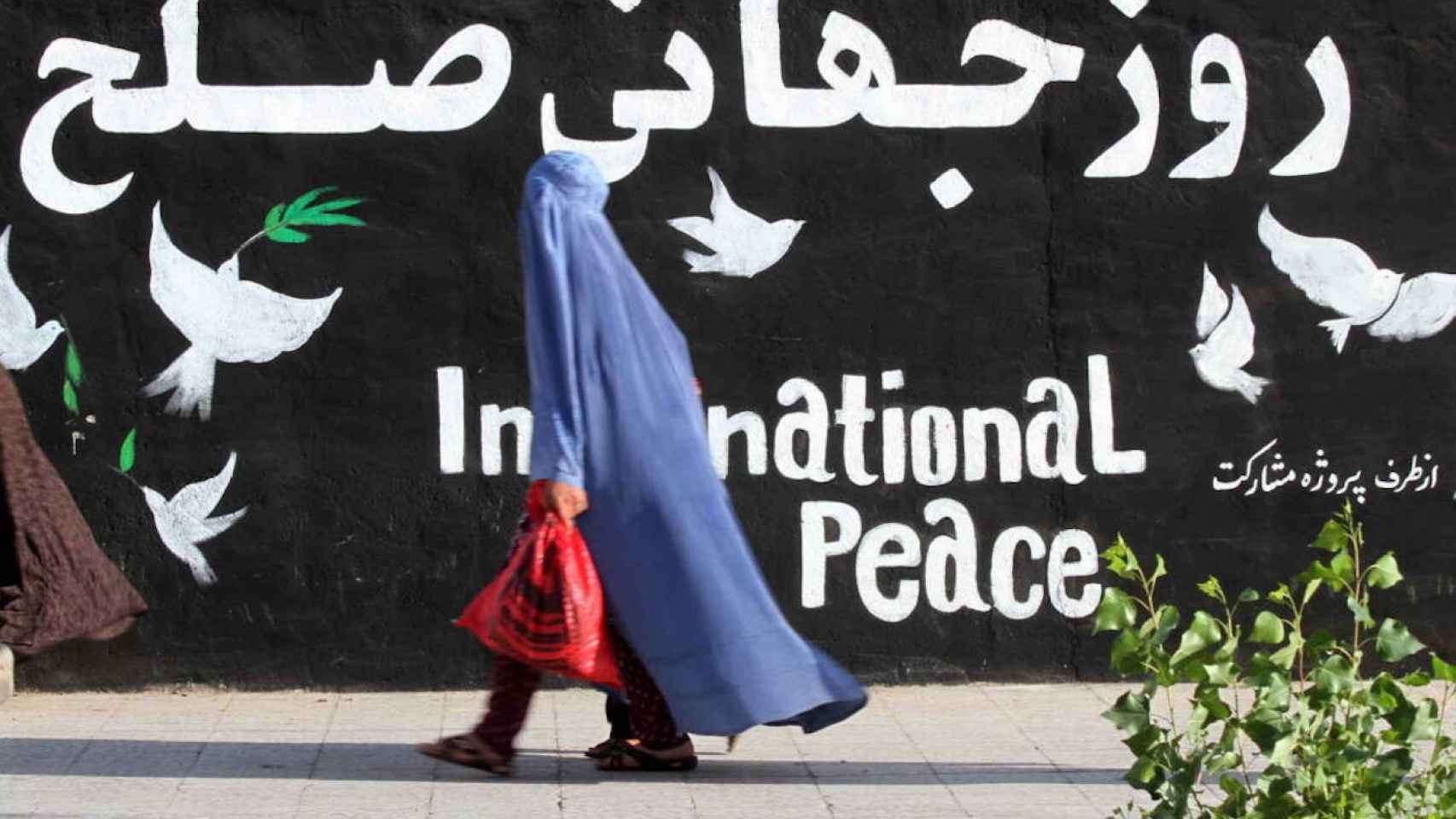 Una mujer frente a un mural en Herat, Afganistán / EFE