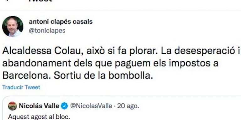 Toni Clapés atiza a Ada Colau en redes sociales / TWITTER