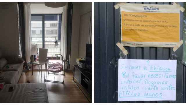 Mensaje de queja de los vecinos reclamando internet y uno de los pisos del edificio de Comte de Borrell / METRÓPOLI
