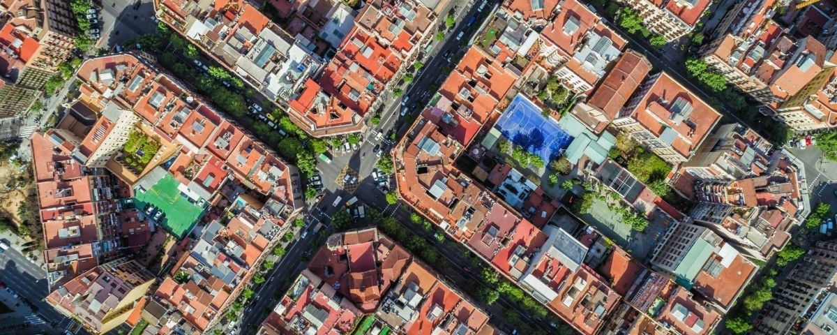 Vista aérea del distrito del Eixample de Barcelona