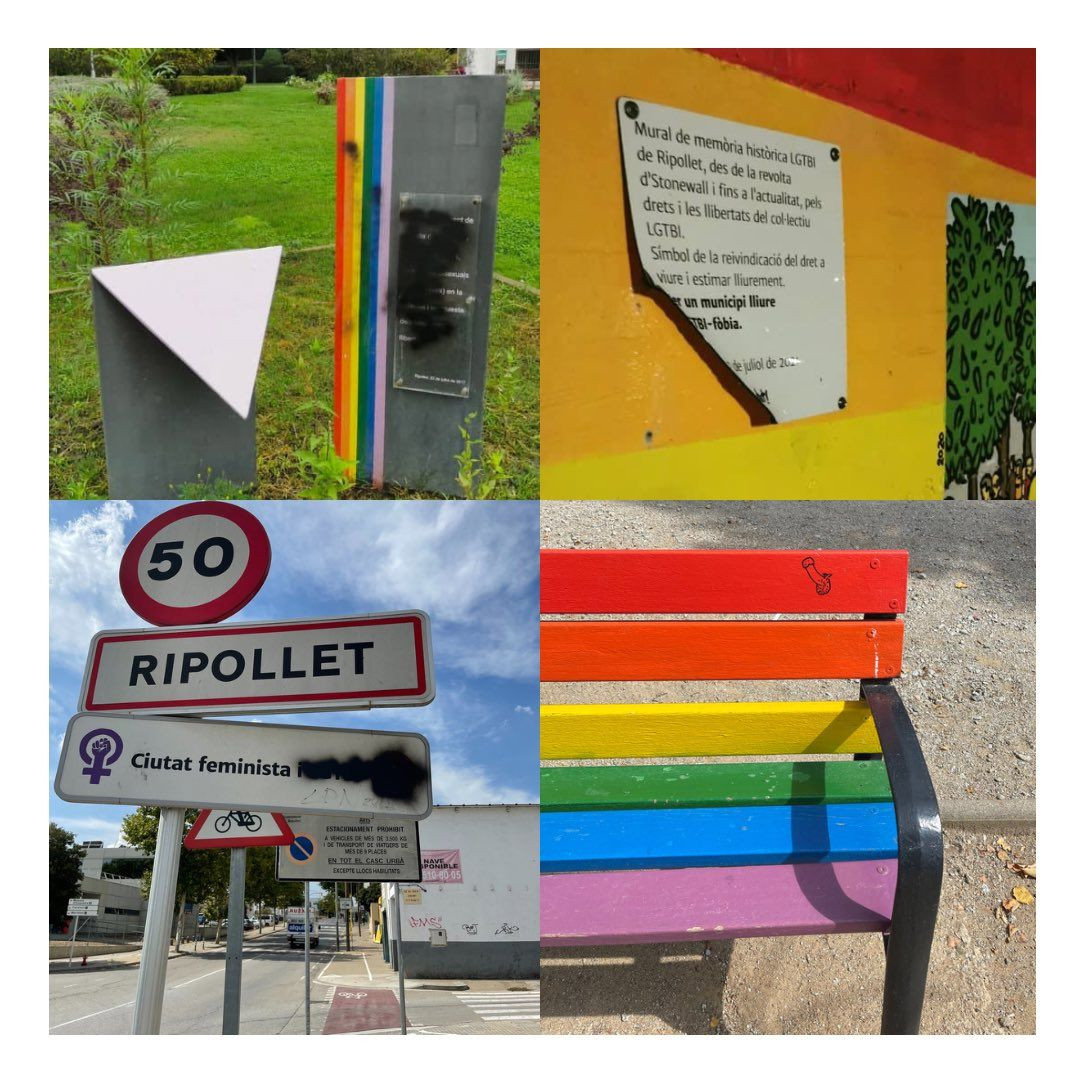Así han quedado los cuatro símbolos LGTBI atacados en Ripollet / PROUD LGTBI RIPOLLET