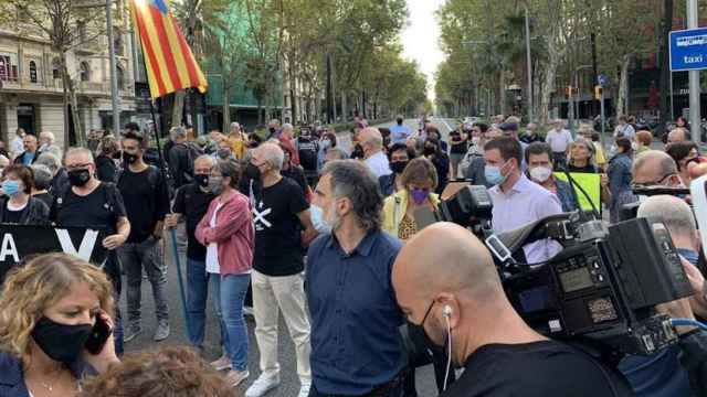 Jordi Cuixart, en la protesta independentista por el arresto de Puigdemont / ÒMNIUM