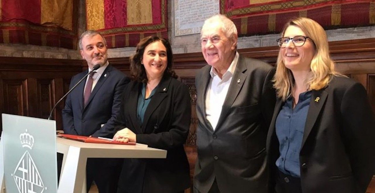 Ada Colau, Jaume Collboni, Ernest Maragall y Elsa Artadi, en enero de 2020 / EUROPA PRESS