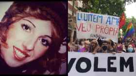 Una imagen de Sonia Rescalvo y otra de una manifestación a favor de los derechos LGTBI