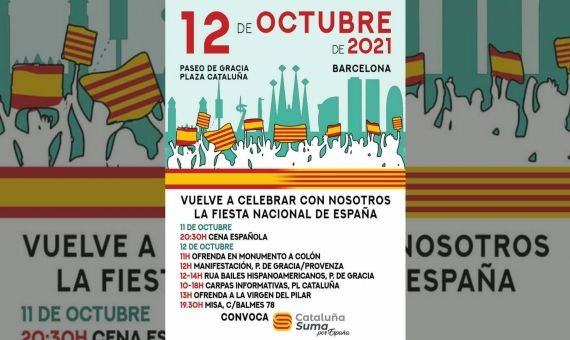 Actos y manifestaciones convocados para el 12 de octubre en Barcelona / TWITTER
