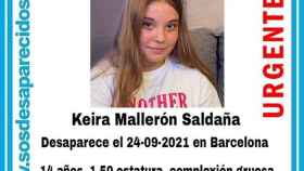Keira Mallerón Saldaña, la menor desaparecida en Barcelona / SOS DESAPARECIDOS