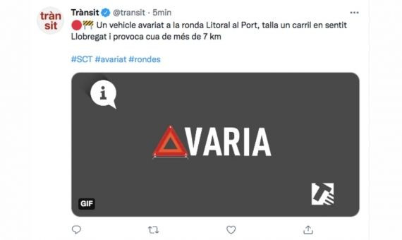 Advertencia del Servei Català de Trànsit en Twitter / TWITTER