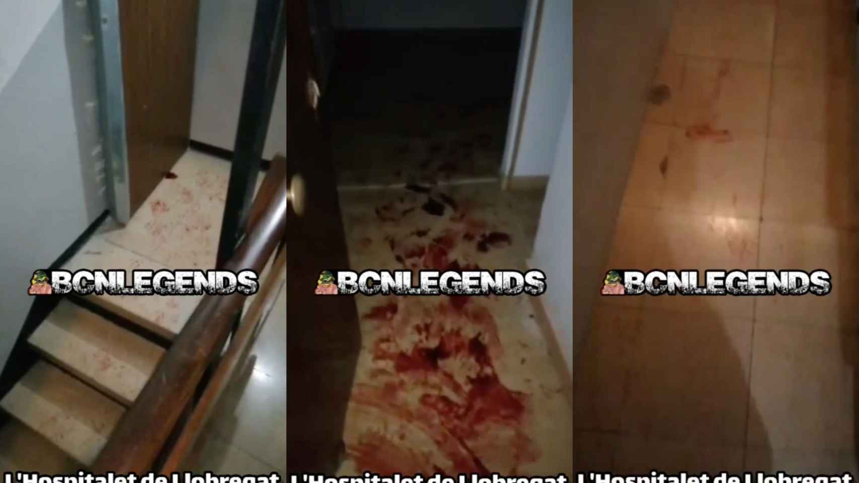 Sangre en un edificio de L'Hospitalet de Llobregat tras un incidente con okupas / TELEGRAM - 'BCN LEGENDS'
