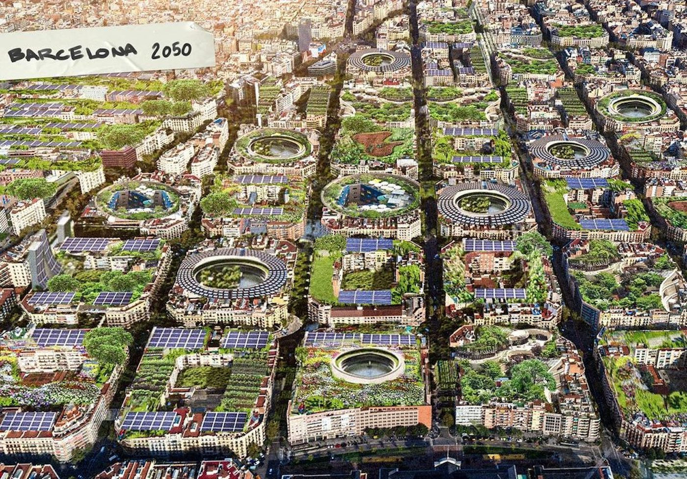 Imagen representativa del Eixample en 2050 si Barcelona fuese una ciudad sostenible / GREENPEACE