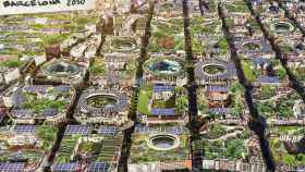 Imagen representativa del Eixample en 2050 si Barcelona fuese una ciudad sostenible / GREENPEACE
