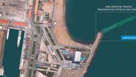 Render del futuro espigón de la playa de Sant Sebastià / PORT DE BARCELONA
