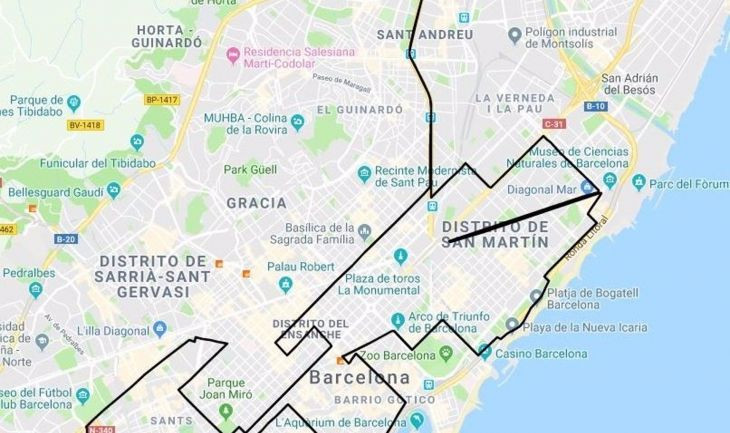 Circuito urbano de la Zurich Marató de Barcelona 2021, movilidad, bus. Transporte - TMB Y GOOGLE