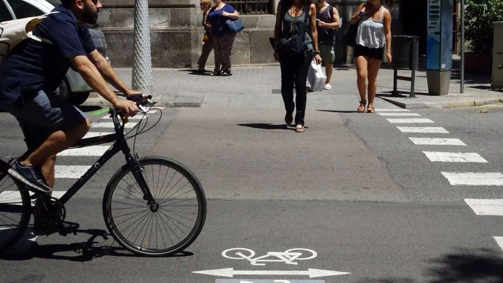 Ciclista en un carril bici de Barcelona / AJ BCN