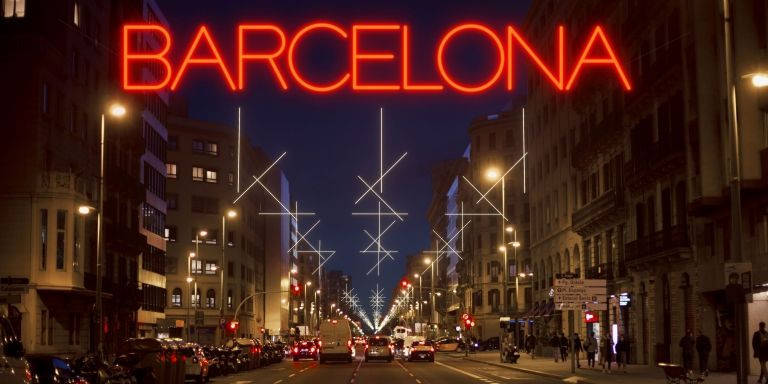 El letrero con la palabra Barcelona en la calle Aragó en una imagen renderizada ofrecida por el estudio de Antoni Arola / ANTONI AROLA