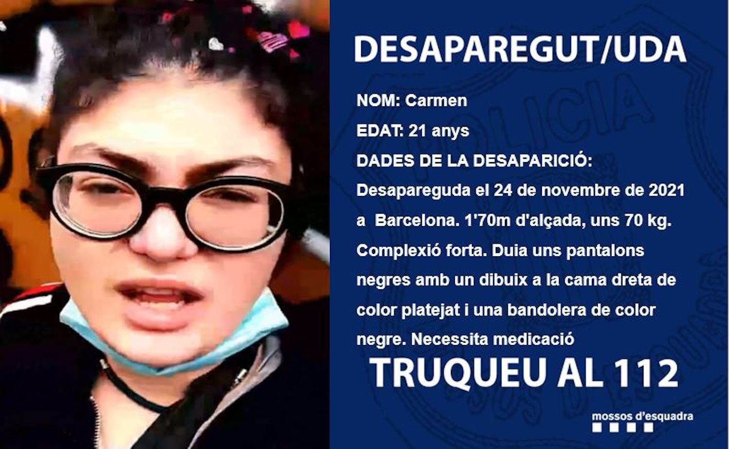 Carmen, la joven desaparecida en Barcelona / MOSSOS D'ESQUADRA