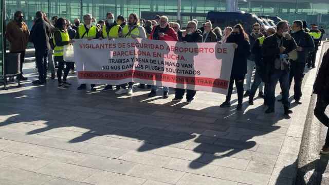 Protesta de vigilantes de seguridad del aeropuerto este viernes / PLATAFORMA SEGURIDAD PRIVADA ESPAÑA