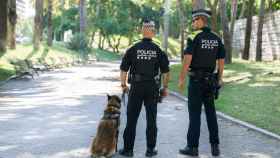 Dos agentes de la Guardia Urbana junto a un perro / ARCHIVO