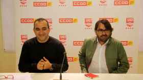 Javier Pacheco (CCOO) y Camil Ros (UGT) durante una rueda de prensa / EFE