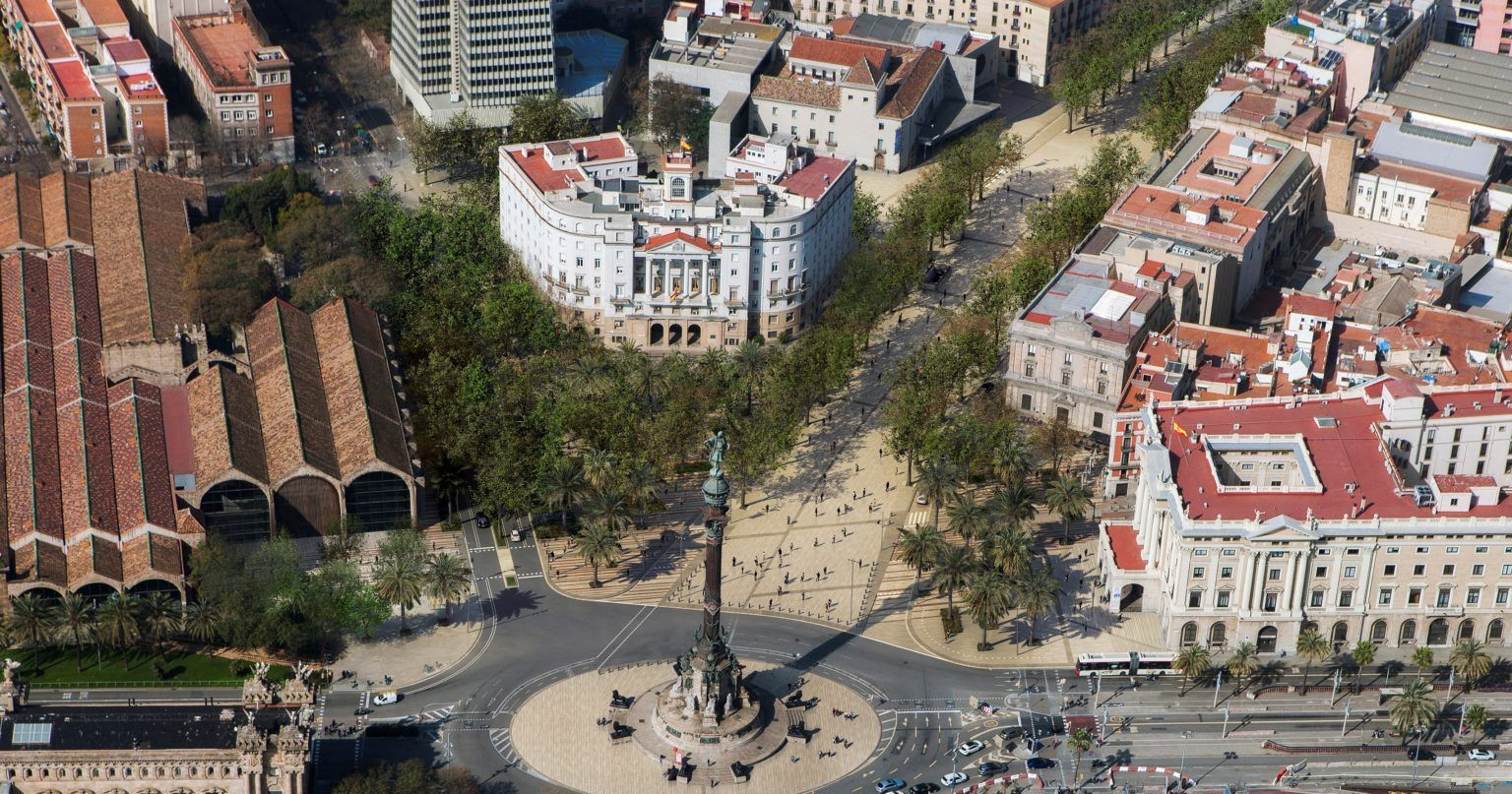 Vista aérea de la Rambla con Colón / AYUNTAMIENTO DE BCN