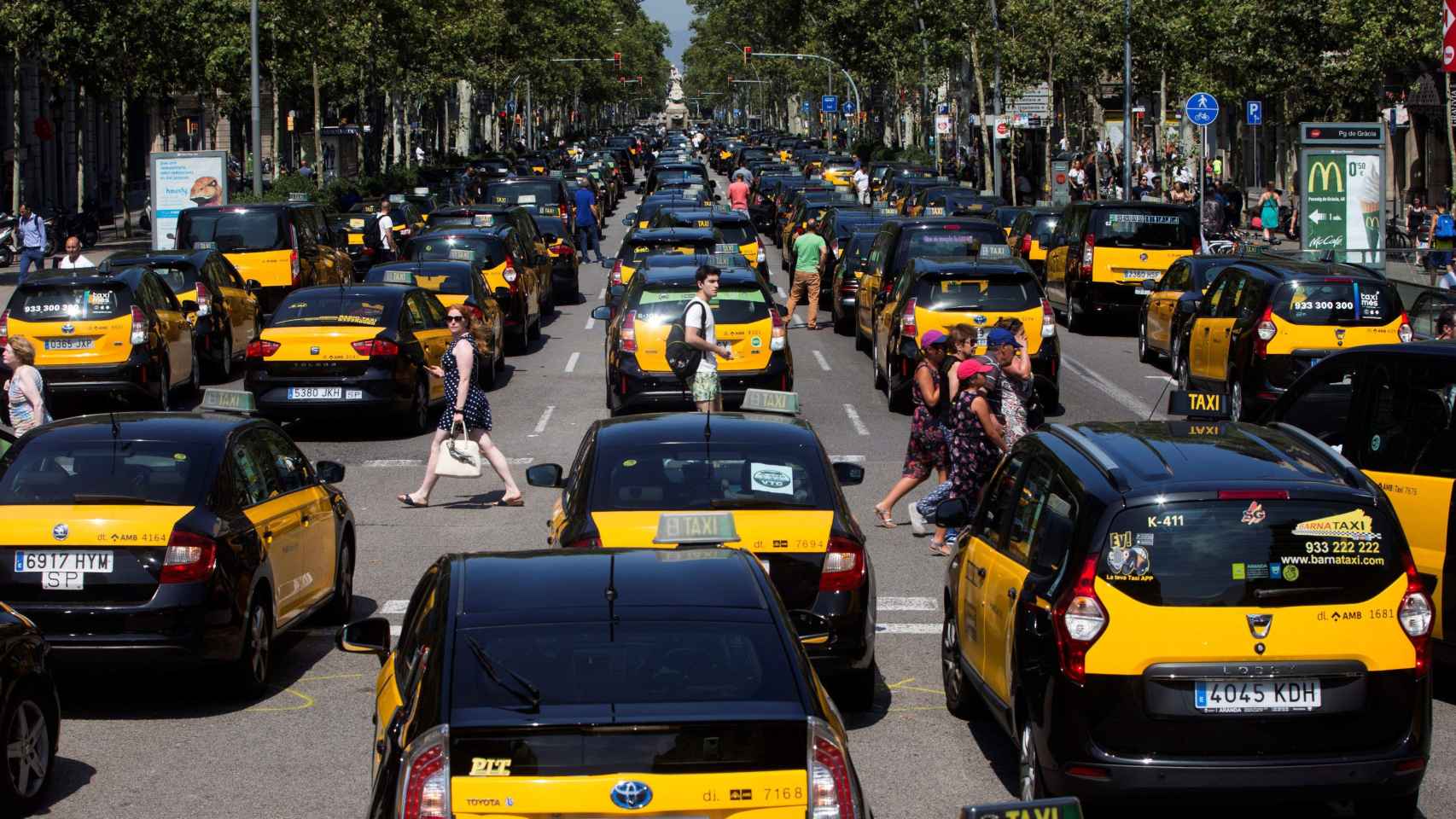 Manifestación de taxistas en Barcelona / EFE