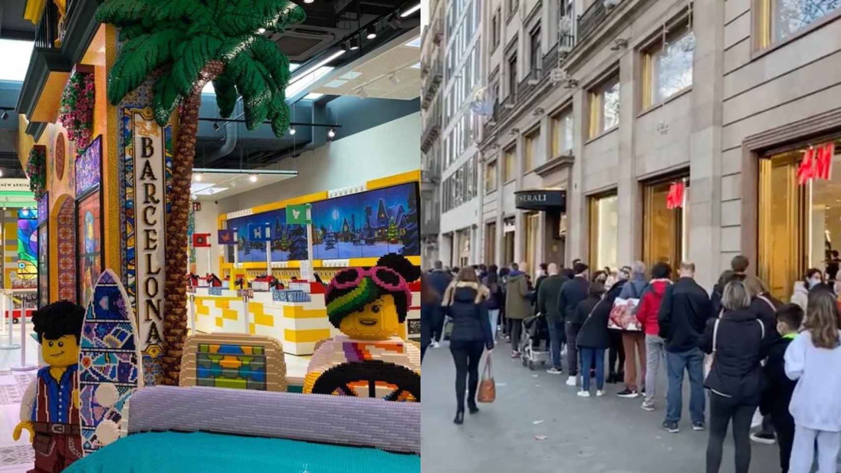 Largas colas en la nueva macrotienda de Lego de Paseo de Gràcia de Barcelona / METRÓPOLI