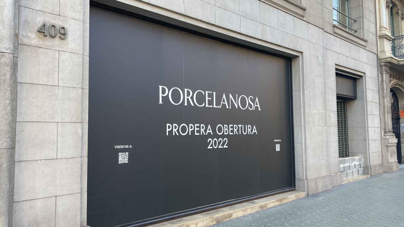 Fachada de futuro comercio de Porcelanosa ubicado en la Diagonal de Barcelona / METRÓPOLI