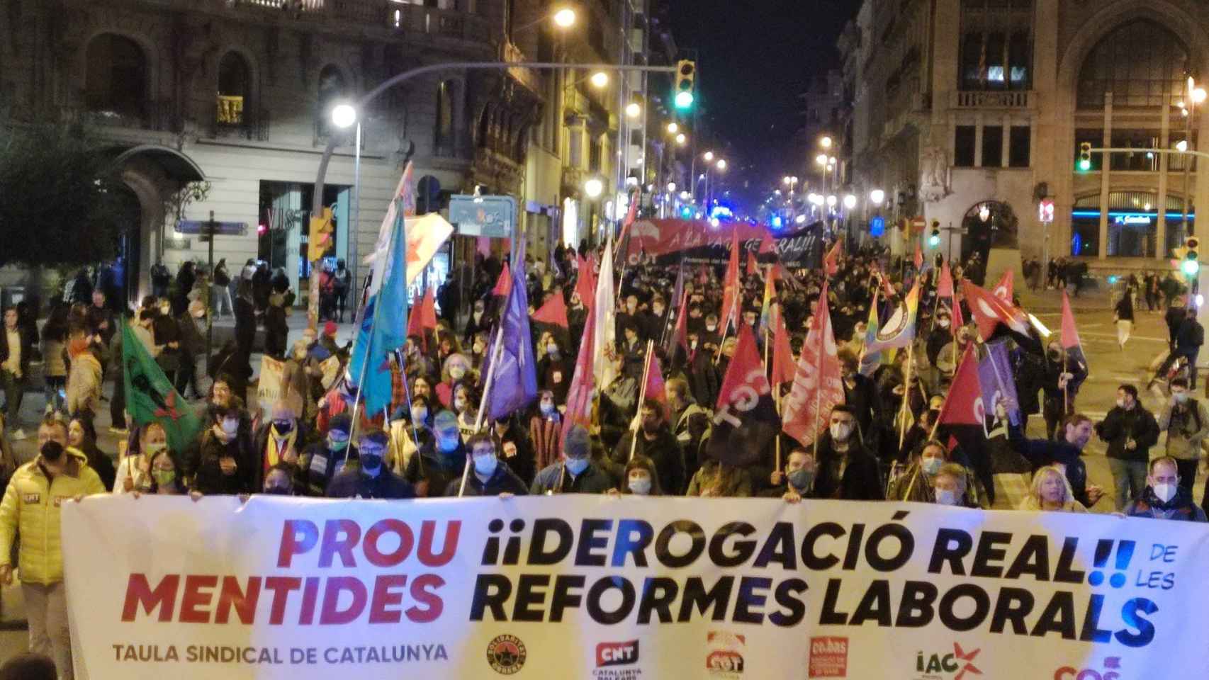 Imagen de la protesta contra la reforma laboral del Gobierno en Via Laietana / CGT CATALUNYA