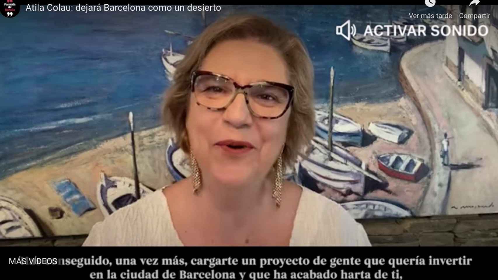 Pilar Rahola, en el vídeo contra Colau / TWITTER PILAR RAHOLA