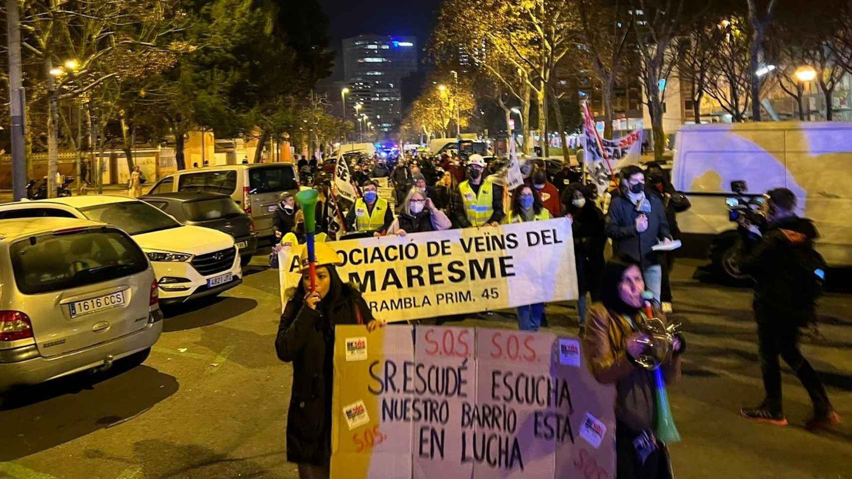 Asistentes a la manifestación en el barrio de El Besòs i el Maresme, este sábado / AVV MARESME
