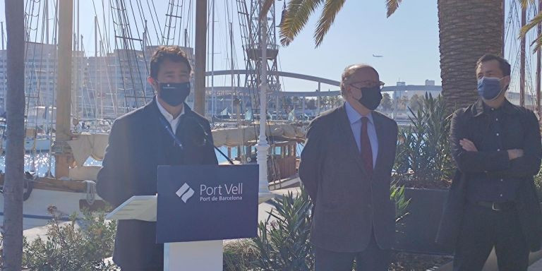 El presidente del Port de Barcelona, Damià Calvet, durante su intervención este lunes / EUROPA PRESS