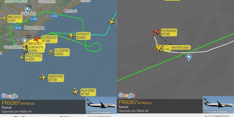 Vuelo de Barcelona a Bolonia que ha sufrido una incidencia técnica / TWITTER - @FlightRadarCAT