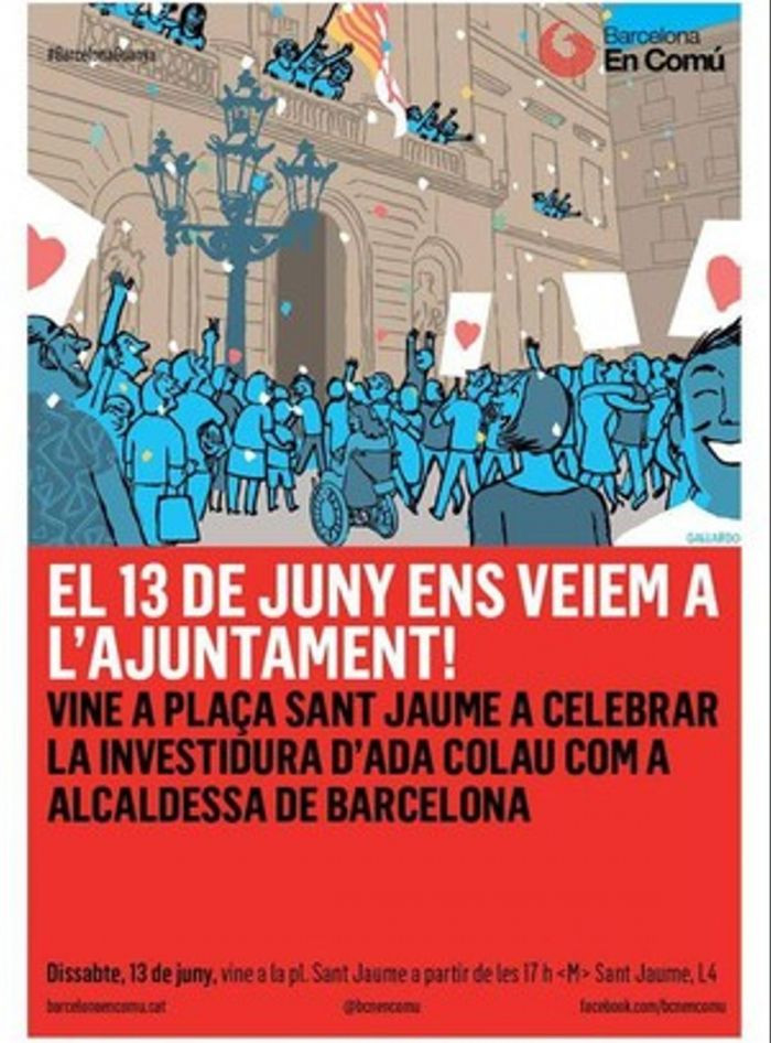 El cartel de 2015 para celebrar la investidura de Colau  / MIGUEL GALLARDO - BARCELONA EN COMÚ
