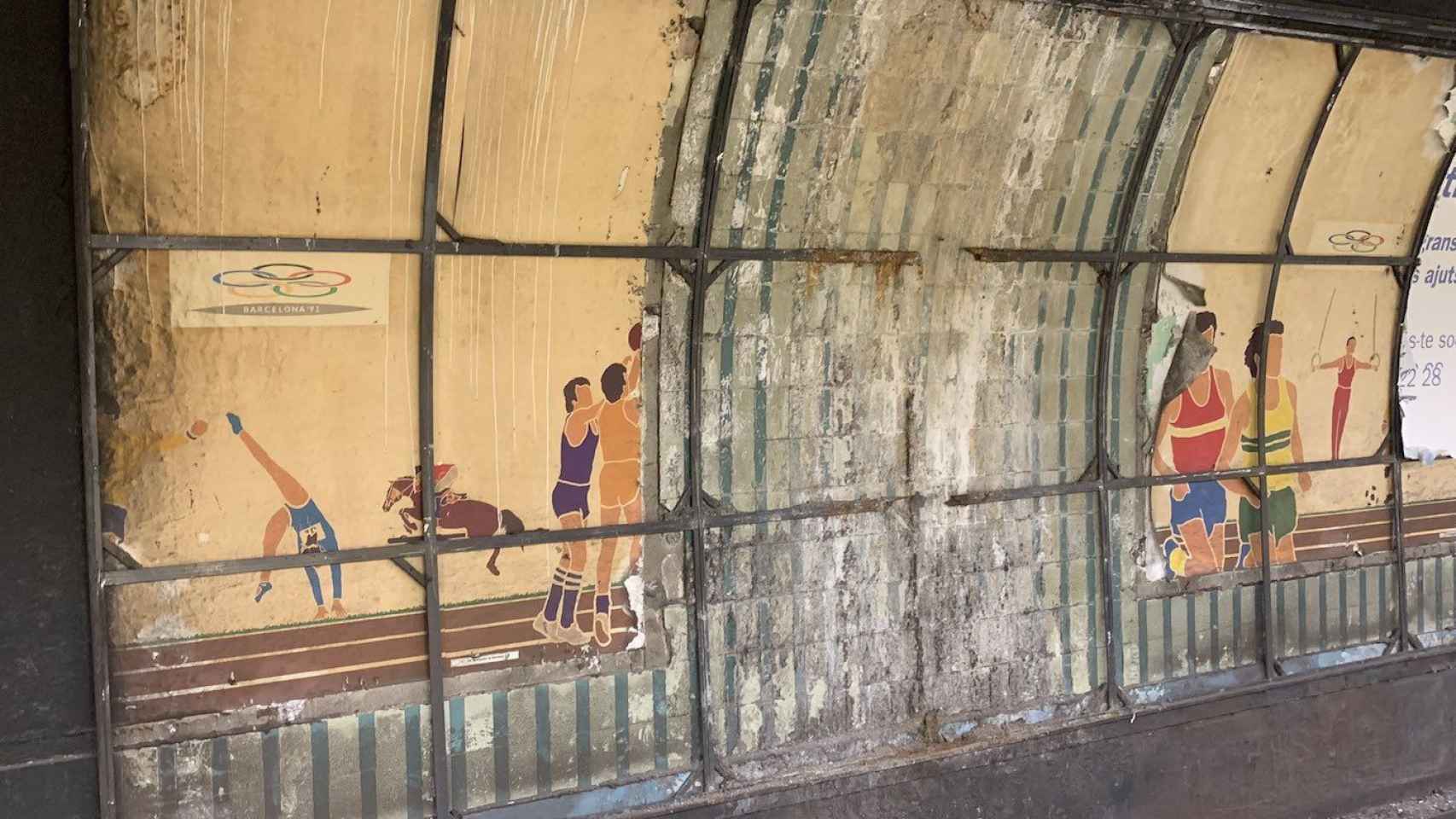 Mural de la candidatura olímpica del '92 en el metro de Barcelona / TWITTER - @rafaelrachitoff