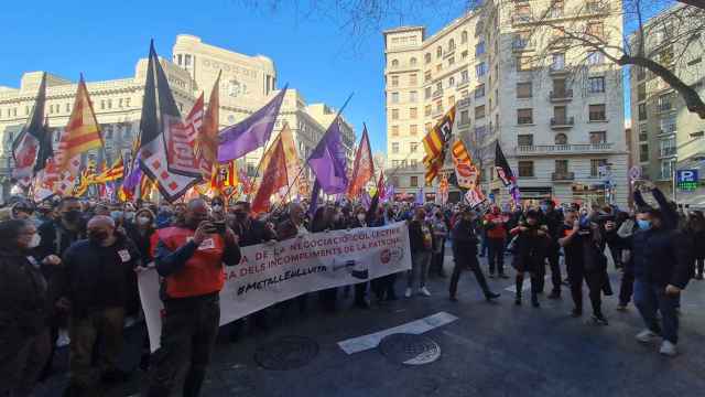 Protesta de la Patronal del Metal en Barcelona de la Via Laietana / TWITTER - CCOO Indústria Catalunya