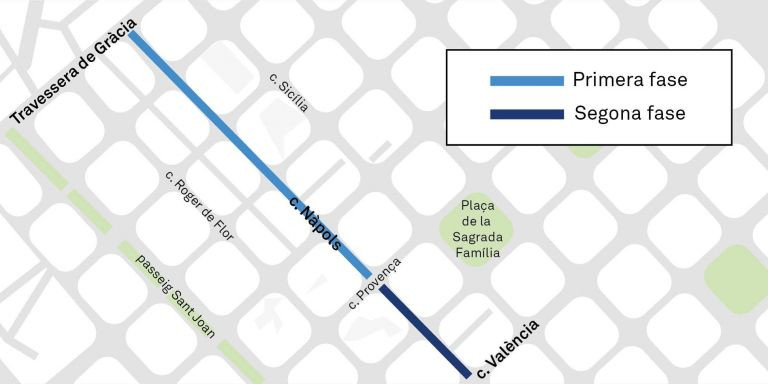 Plano de las afectaciones por las obras del carril bici / AJUNTAMENT DE BARCELONA