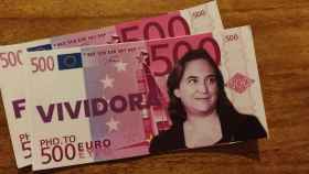 Billetes falsos de 500 euros con la cara de la alcaldesa de Barcelona, Ada Colau