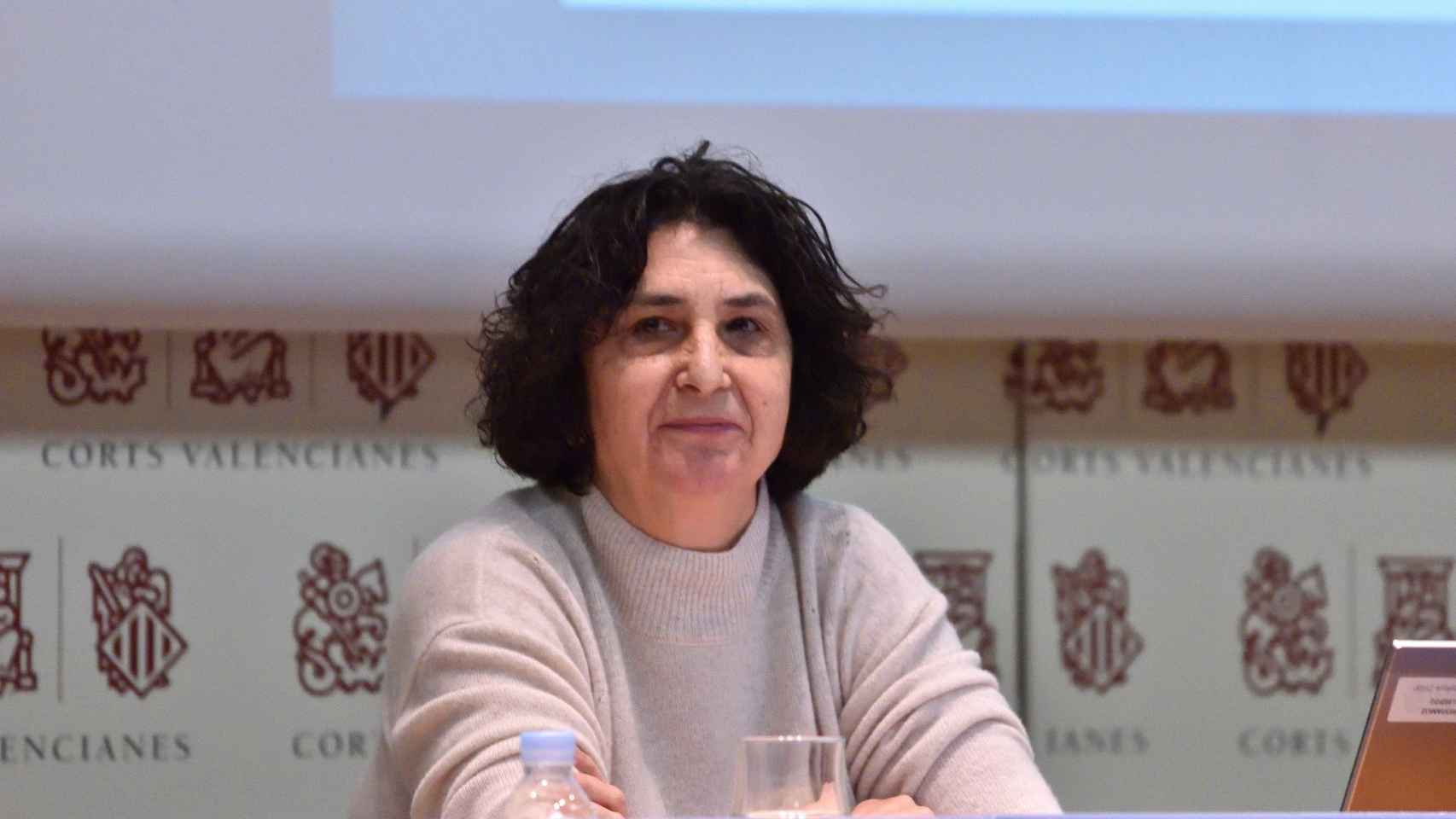 La profesora Joana Gallego durante una conferencia / CORTS VALENCIANES