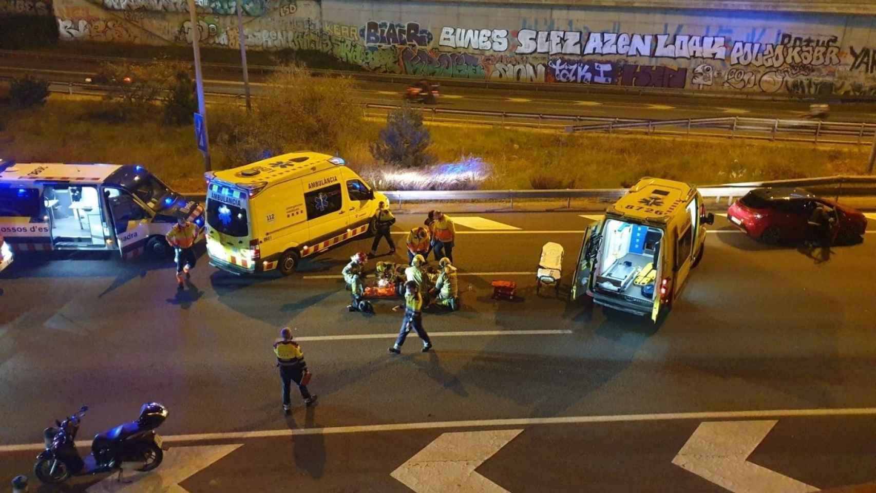 Accidente de moto en la Gran Via en sentido Besòs / CEDIDA
